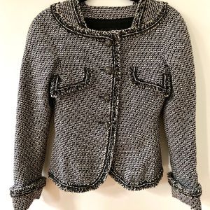 Chanel Black and White Knit Jacket Blazer